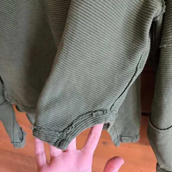 Free People We The Free Total Eclipse Tee Eden Green Ribbed Drop Shoulder S Boho - Picture 5 of 7